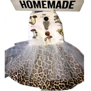 Handmade Mushroom/Cheetah Print Dog Dress - Size Small